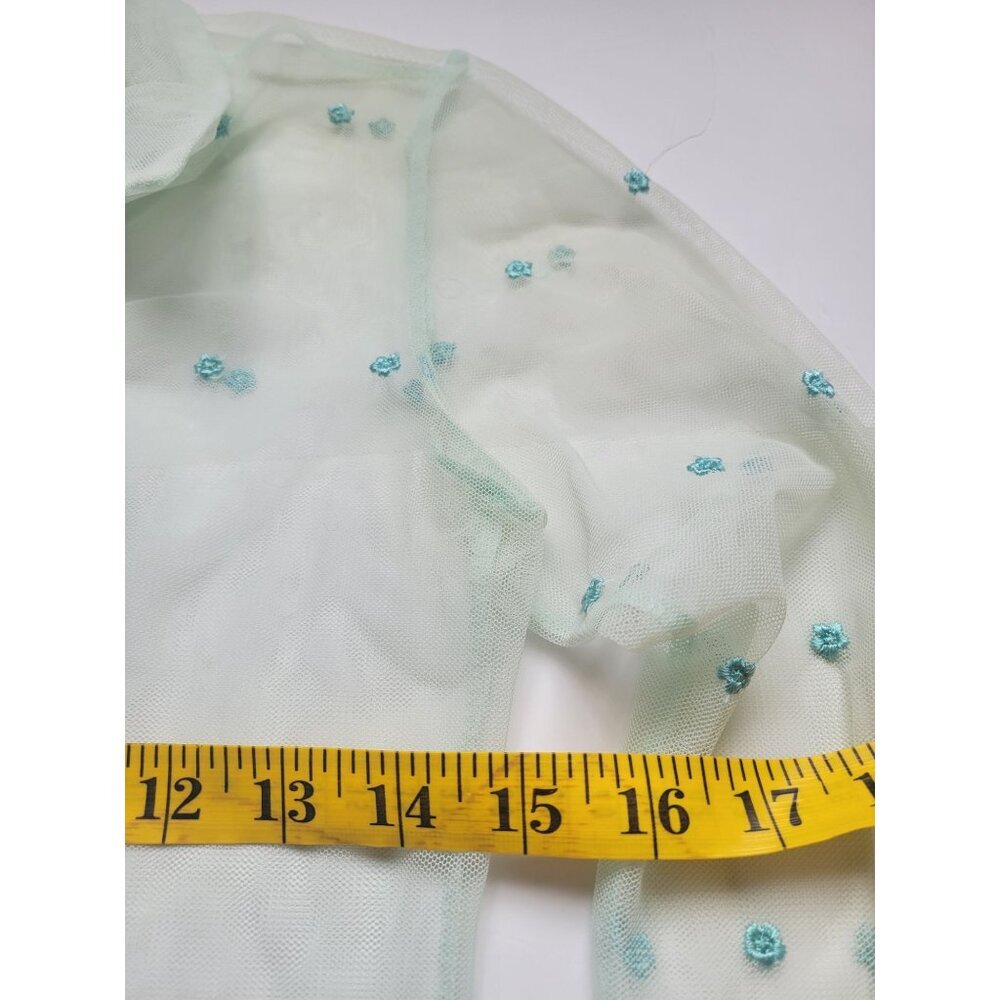 Hugo Buscati Sheer Long Sleeve Collared Long Sleeve Button Down Blouse Size S - Picture 9 of 10